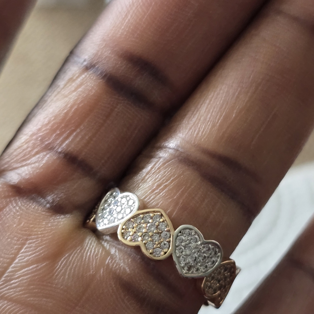 And Now This Women Heart-Shaped Gold Silver Ring Sz 8 18k Gold Over Brass New - Picture 4 of 8